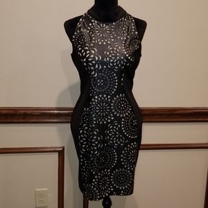 Venus laser cut faux leather dress